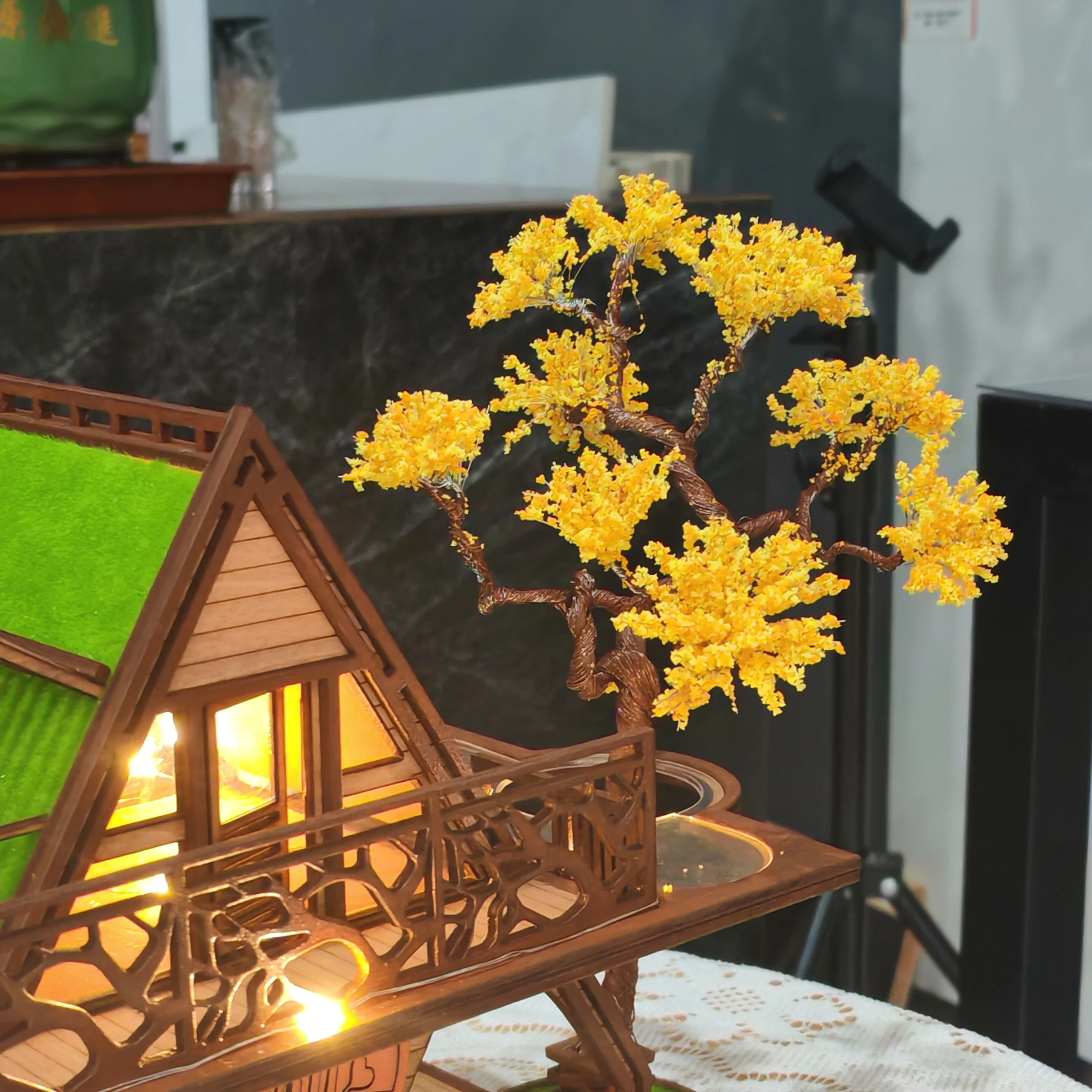 DIY Wooden Miniature Model Kit Tree House Cottage Casa Doll Houses 3D Puzzle Dollhouse With Furniture for Friends Birthday Gifts 5
