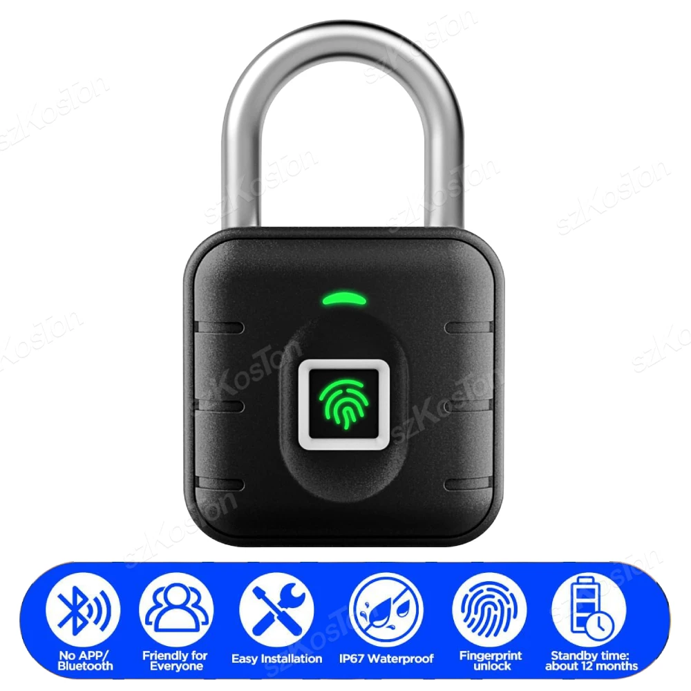 Fingerprint Padlock Waterproof Smart Keyless Security Protect for Luggage Locker Dormitory Anti-theft