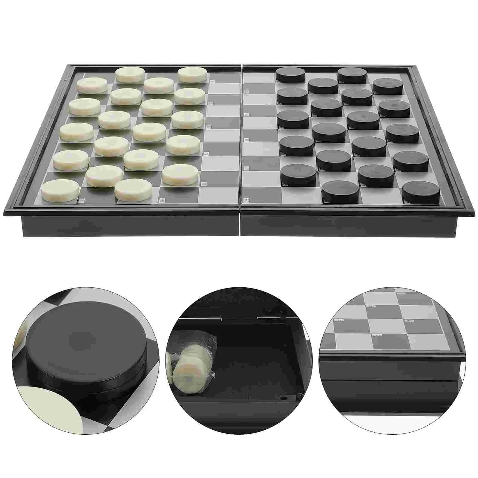 

Plastic International Checkers Foldable Board Game Beneficial Chess Games Recreational Game Supply Entertainment Accessory