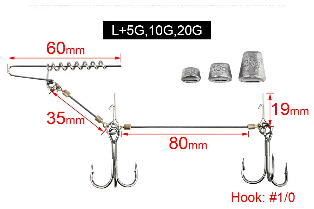 Description Picture 5 of itemSpinpoler Pike Stinger Rigs Designed For Rigging Soft Fishing Lures Swimbait With Sinker 5g 7g 10g 15g 20g Pike Zander Perch