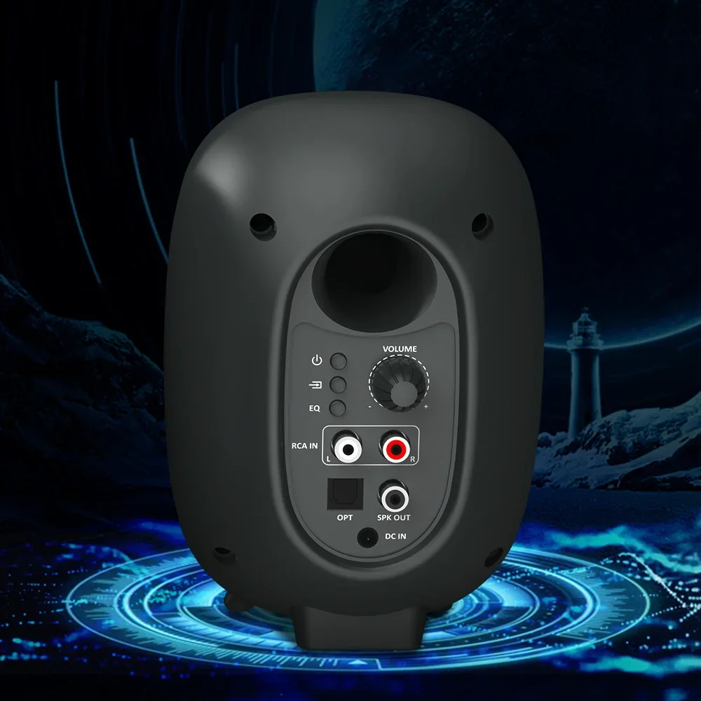 Desktop-Lautsprechersystem mit RGB-LED-Statusanzeige und professionellen Treibern.