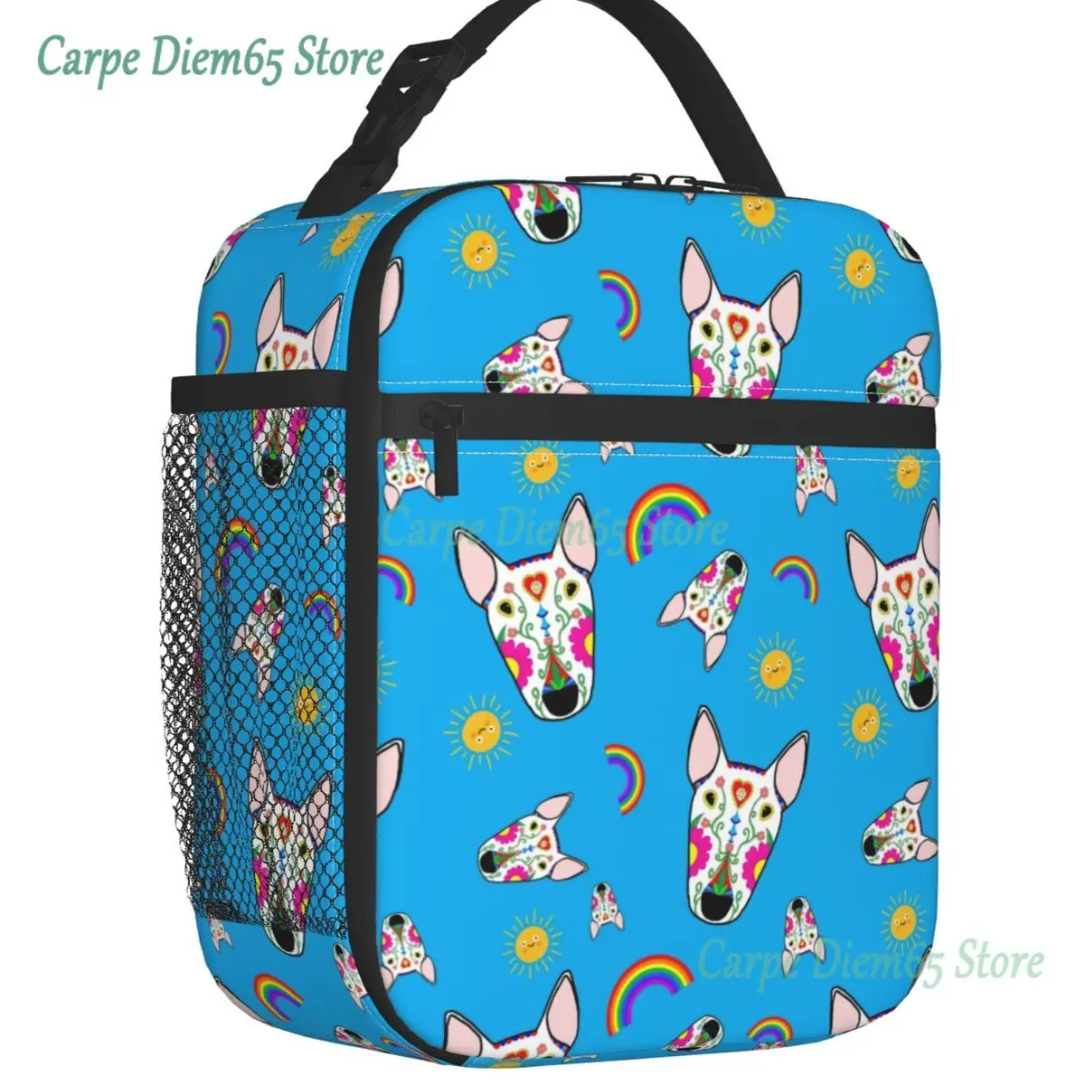 

Mexican Bull Terrier Dog Rainbow Insulated Lunch Bag for School Office Animal Portable Cooler Thermal Lunch Box Women Children