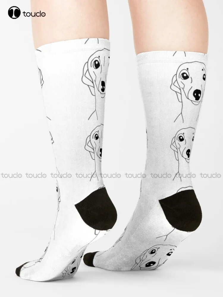 

Italian Greyhound Head Socks Womens Black Fun Socks Cartoon Comfortable Best Girls Sports Street Skateboard Socks Custom Gift