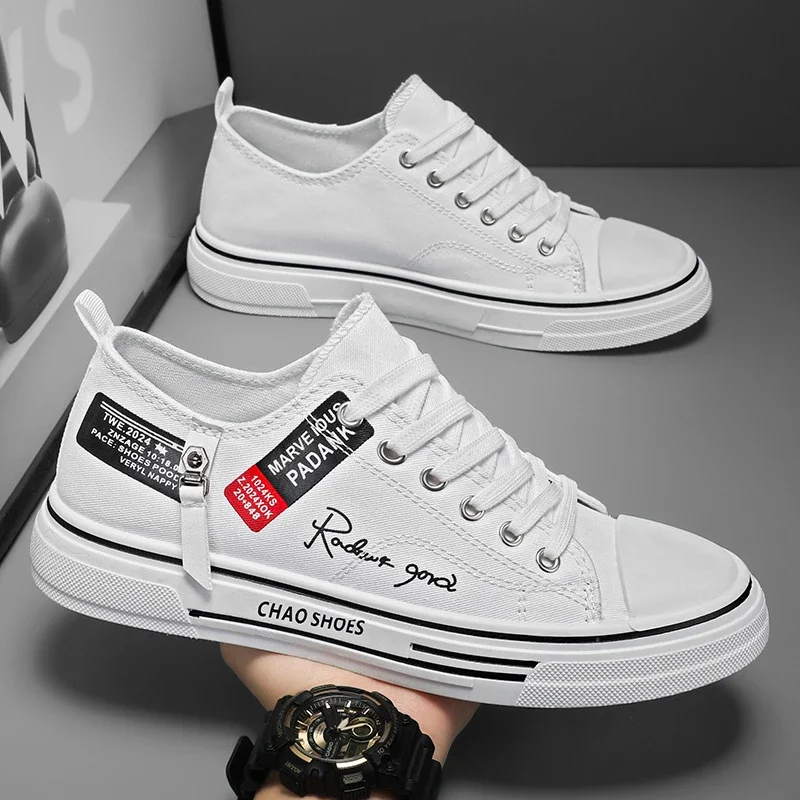 Casual Shoes Men's Canvas Shoes Male Sneakers Breathable Men Sports Shoes Black Cloth Shoe Trend Letter Men Shoe Low Cut Sneaker 6