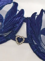 Ensemble de lingerie en dentelle brodée florale de style français bleu, soutien-gorge sexy et doux avec bonnets en acier, pour la Saint-Valentin ZA8240 4