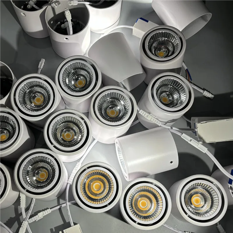 Surface mounted LED downlight Dimmable rotating COB ceiling light 7W9W12W15W18W20W24W Adjustable spot light AC85-260V