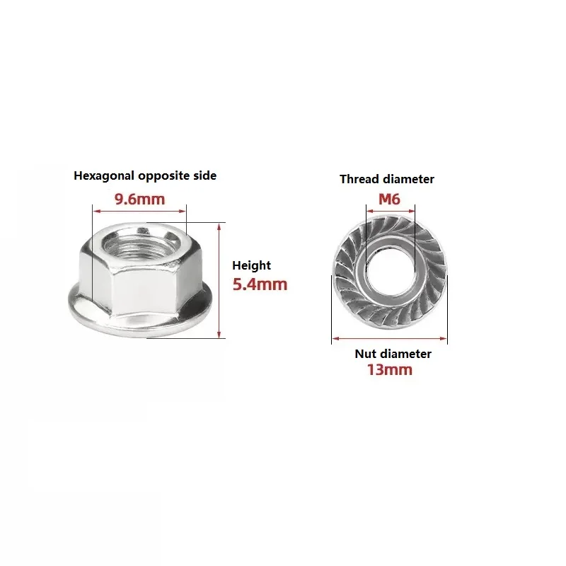 Dado Esagonale Dado Flangiato M6 In Acciaio Inossidabile 304 Per Connettore Barra Collettrice Per Batteria Al Litio Lifepo4