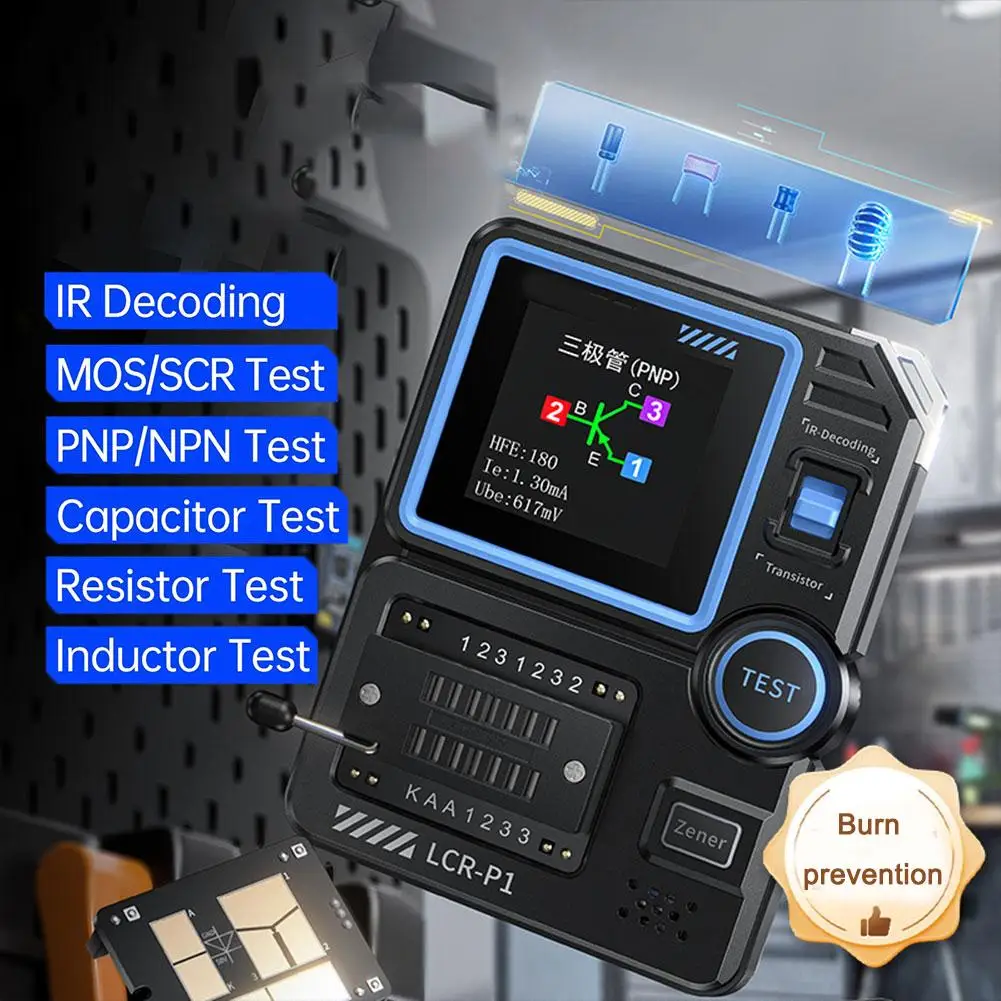 Transistor Tester Multifunctional Tester LCR-P1 Transistor Tester Multi Functional Capacitor Resistor MOS Field-effect Transistor Electronic Component Detection 5V/1A