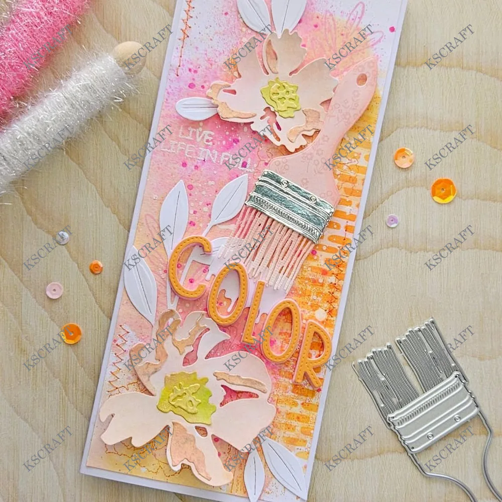 Floral Paint Brush Cutting Dies for Creative Scrapbooking and Decorative Embossing