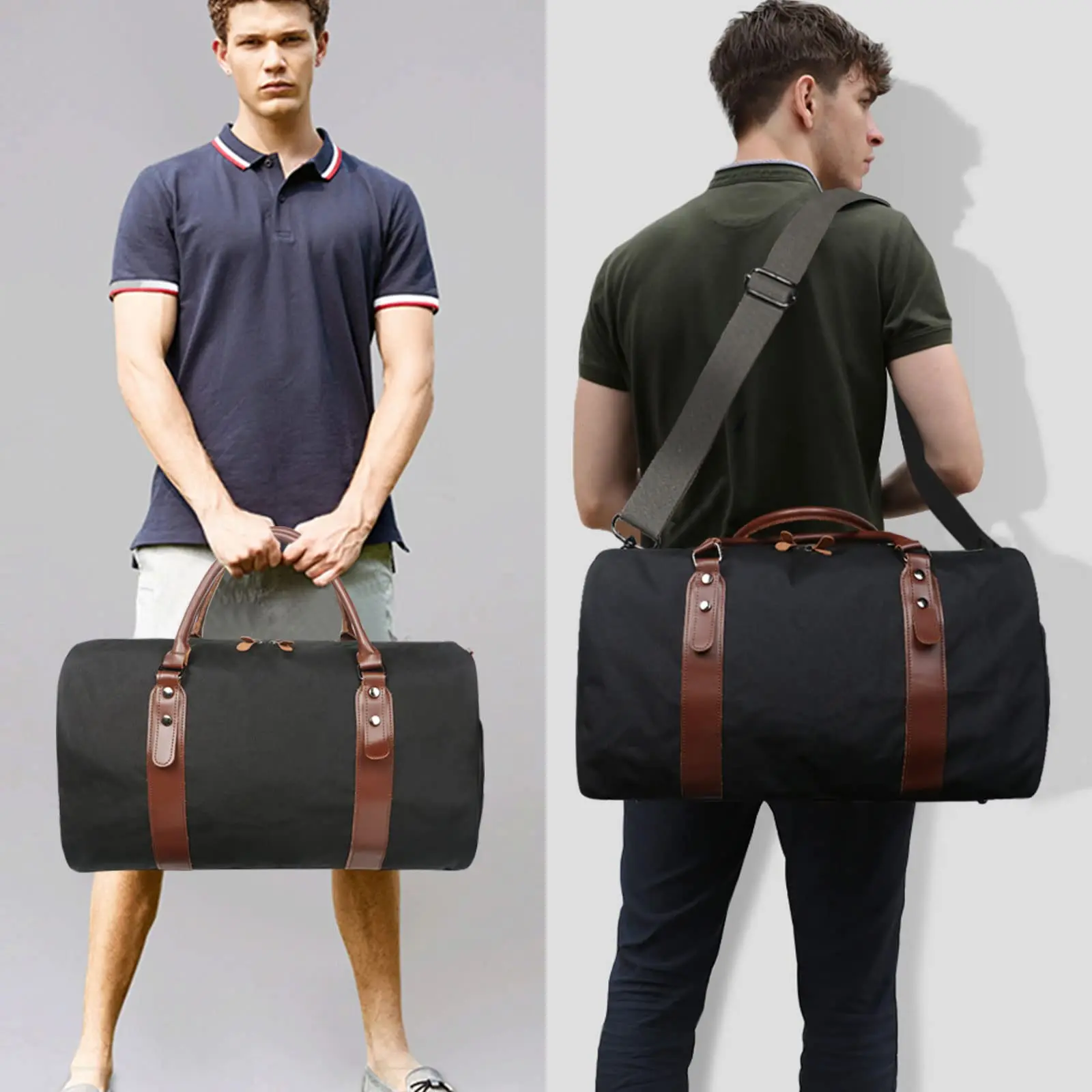 Men Hand Bag Large Capacity Luggage Travel Duffle Bags Canvas Travel Bags Weekend Shoulder Bags Multifunction Outdoor Duffel Bag