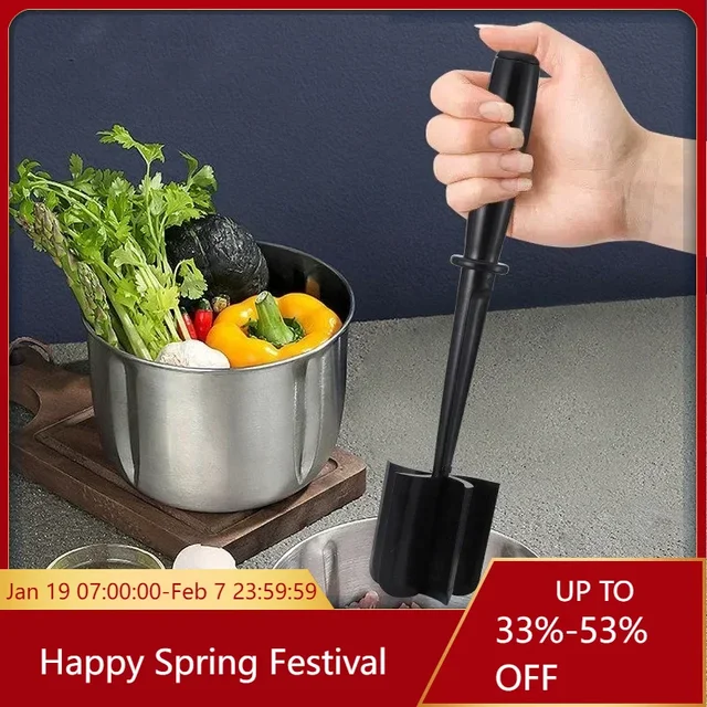 Meat Food Crusher Multifunctional Manual Mincer Meat Grinder Cooking Potato Beef Non-Stick Masher Kitchen Mixing Rod Tools