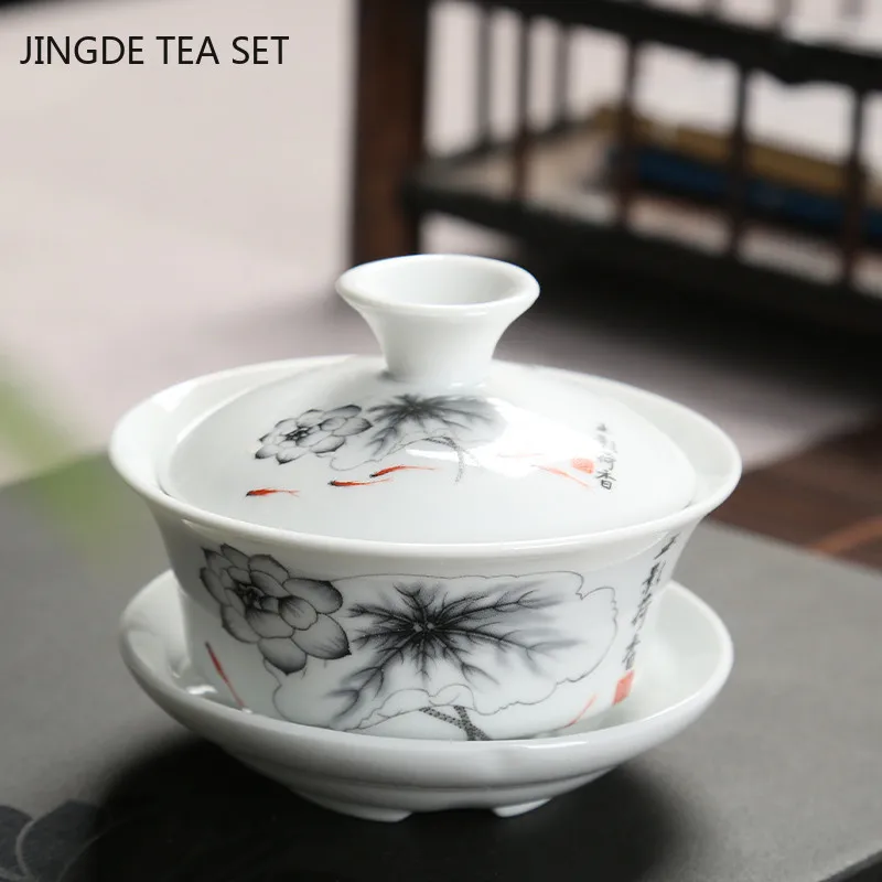 Retro Ceramic Gaiwan Tea Cup Handmade Tureen Chinese Portable Tea Bowl Personal Teacup Household Set Accessories