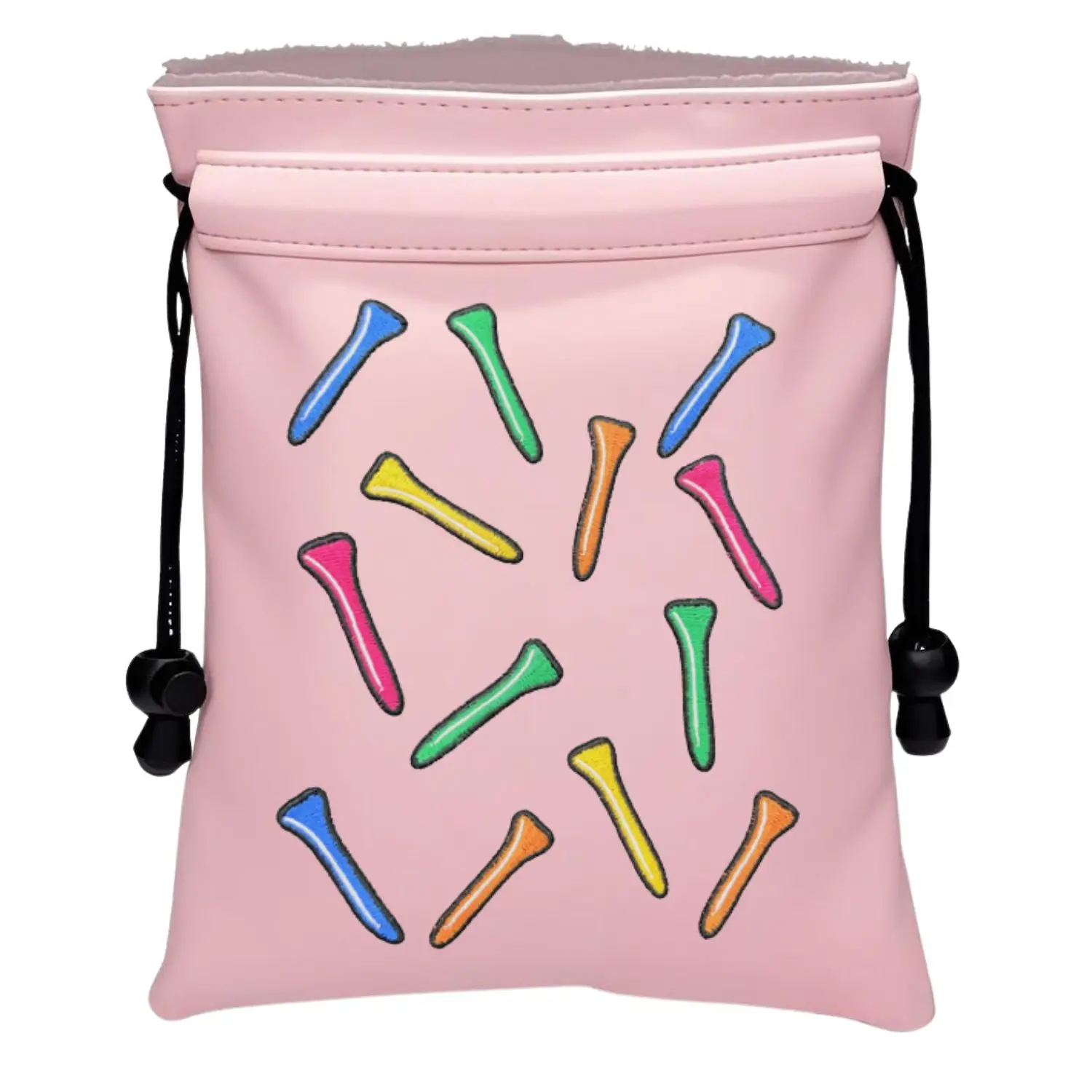 Golf-Themed PU Leather Valuables Pouch with Drawstring Closure