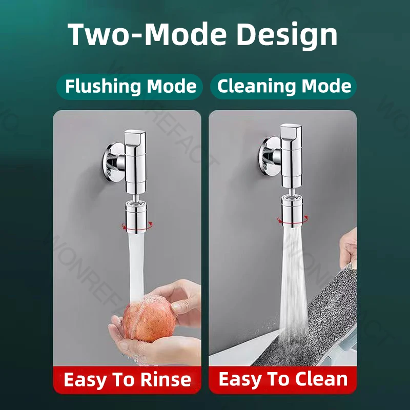 Washing Machine 360&deg;Brass Rotary Faucet Two-Mode Multifunctional Faucet Lengthened Threaded Interface Aerator Save Space