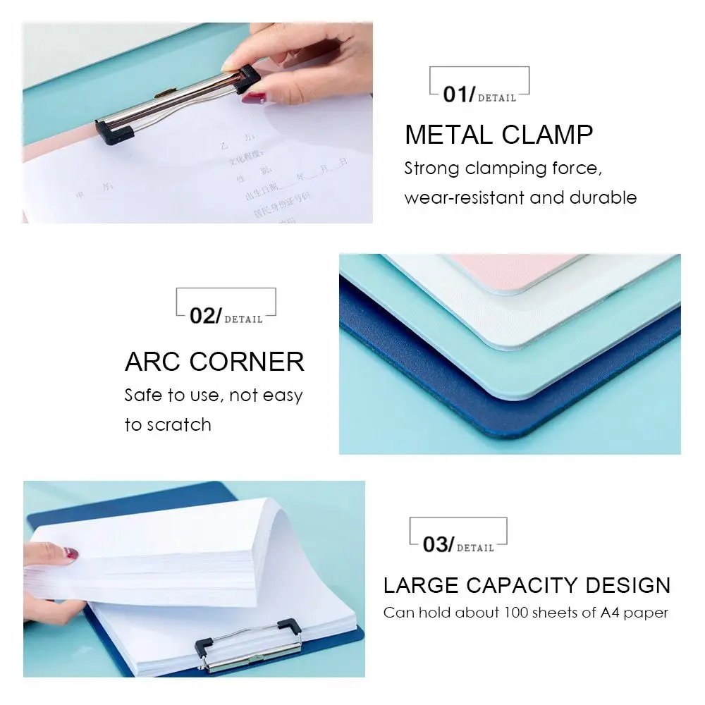 Simple Thicken A4 Folder Board Storage Clipboard Memo Pad Clip Notebook File Writing Clamps Paper Holder Office School Supplies transparent clipboard writing clipboard business folder