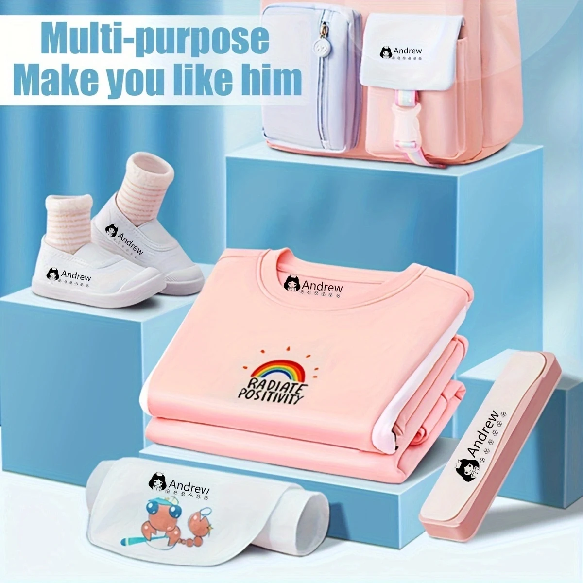 Customized children's name stamp personalized waterproof stamp for clothing personalized school ink pad stamps JIN number letter stamp set,rubber stamps,alphabet number stamp set,custom logo stamp