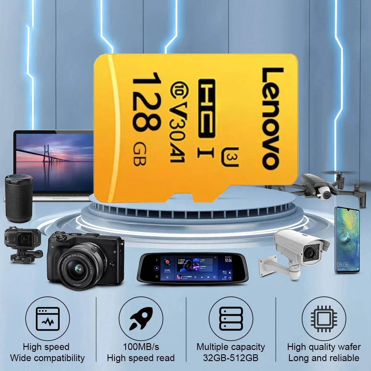 레노버 메모리 카드 마이크로 SD 카드 A2 A1 V30 U3 플래시 카드 128GB 64GB 카드 메모리 마이크로SD DJI 포켓 3 제품 호환