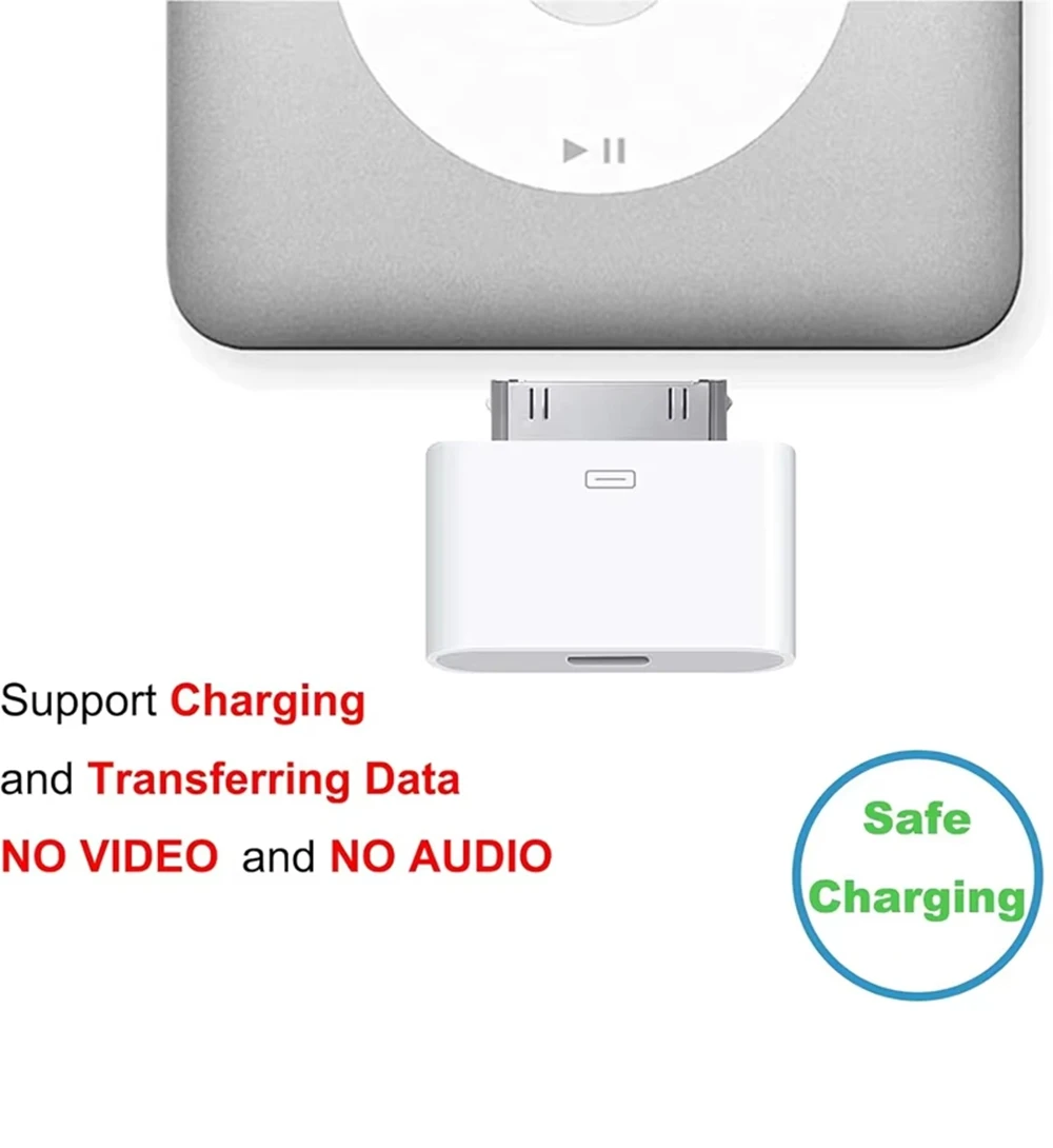 USB C 타입-C 8핀-30핀 어댑터, 아이폰 4 4S 아이패드 2 3 아이팟 터치용 충전 및 데이터 전송 변환 케이블