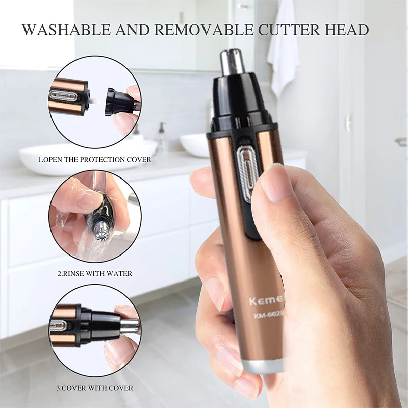 Kemei KM-6629 Electric Hair Clipper 2in1 Male and Female Nose Hair Trimmer Safety Facial Care Shaving Trimmer For Nose Trimmer