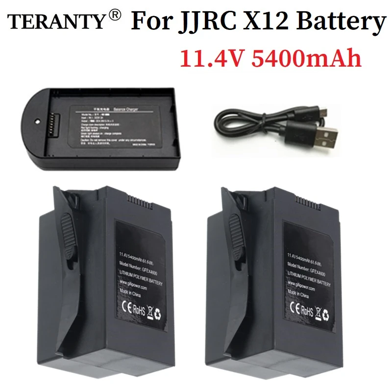 

11.4V 5400mAh Battery With Charger For C-FLY Cfly Faith Drone Battery for JJRC X12 / EX4 RC Quadcopter Spare Parts Accessories