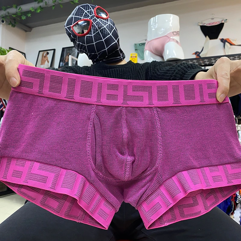 Ropa interior Sexy para hombre, Bóxer de algodón suave, calzoncillos suaves con bolsa 3D, pantalones cortos| - AliExpress