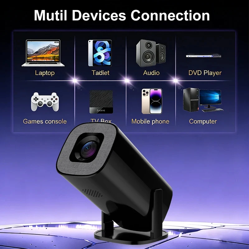 휴대용 프로젝터 300AMSI 네이티브 720P HD 8K 비디오 디코딩 WiFi6 BT5.2 안드로이드 14 침실 야외 영화 홈 프로젝터
