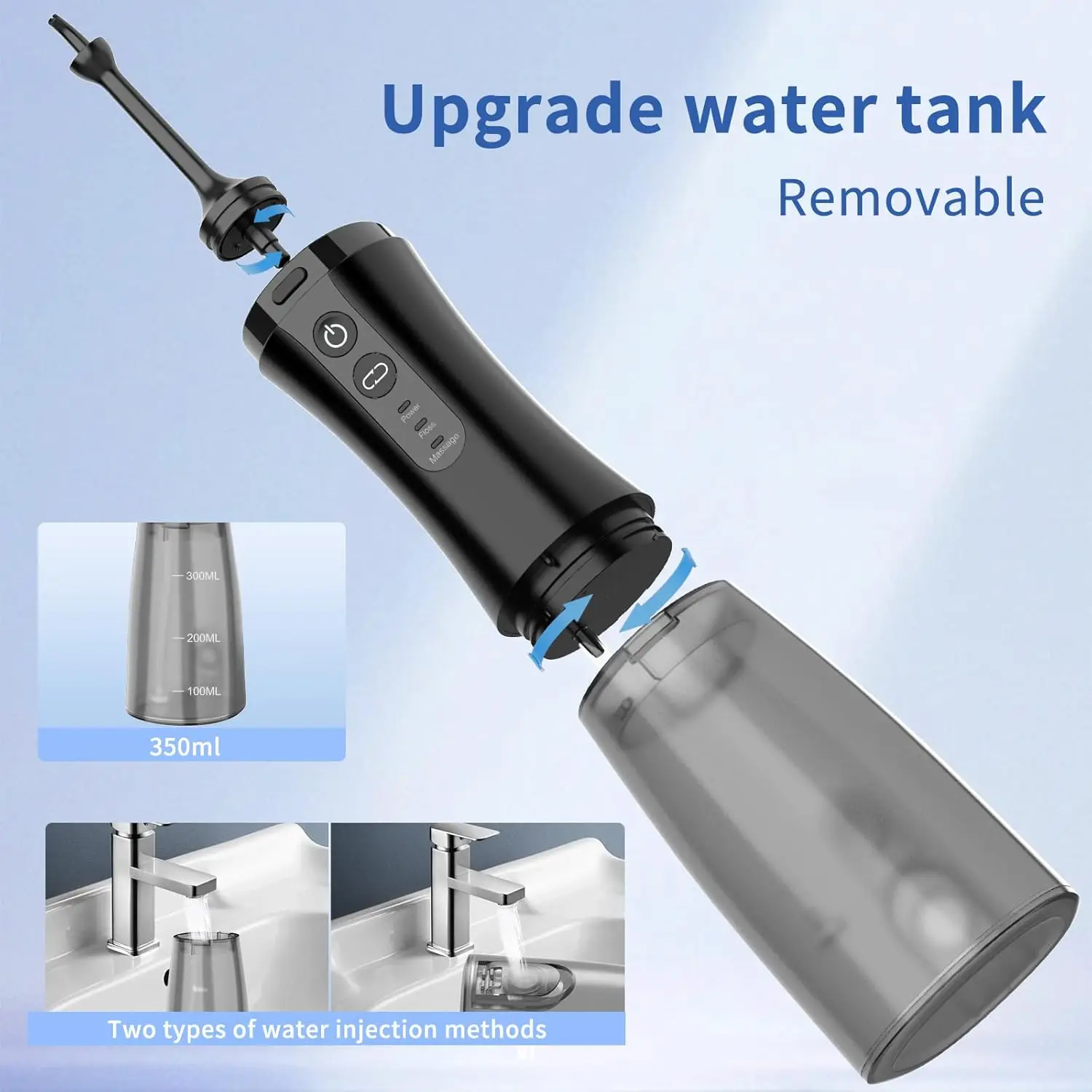 Water Flosser for teeth with camera 350ML Visual Cordless Portable & Rechargeable IPX7 Waterproof Flossing Clean for Home Traver 3