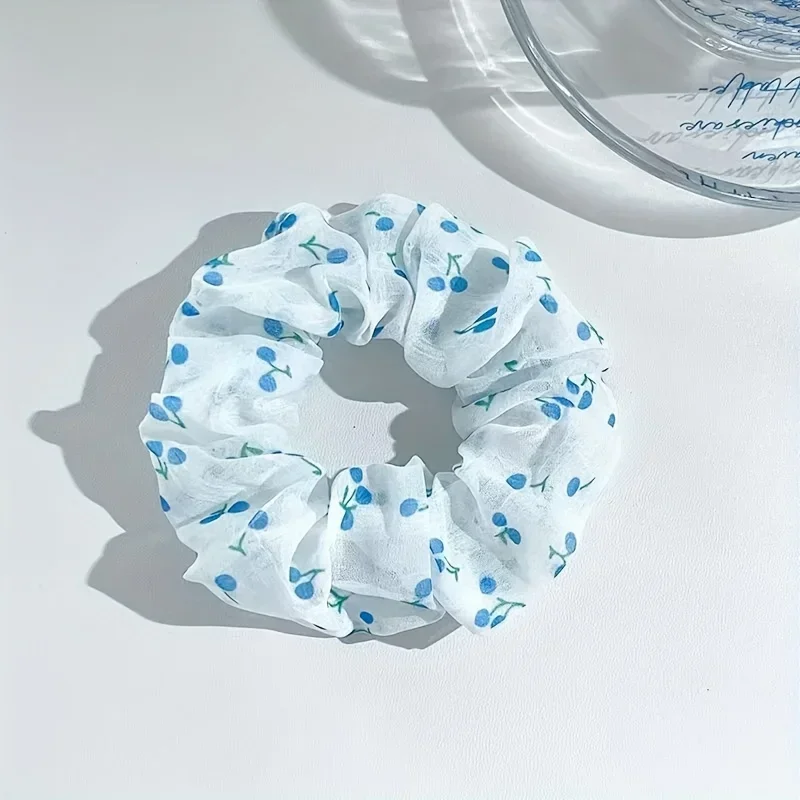7PCS Sky Blue Lace Fabric Hair Ties & Rings Set for Women – Sweet Hair Accessories for Parties, Weddings & Valentine's Gift