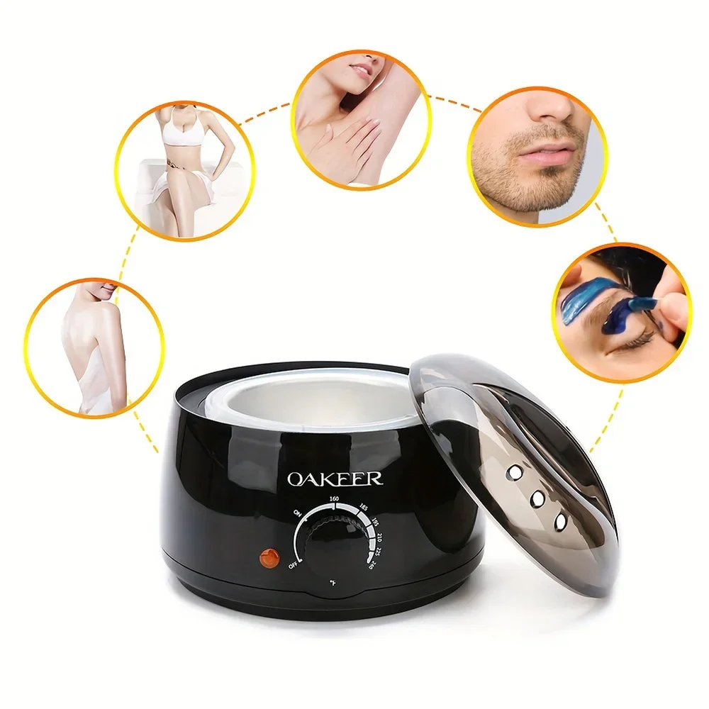[EU Plug] 200ml Black Wax Melting Machine + 200g Wax Beans Set, Heating, Hair Removal And Therapy Machine Waxing