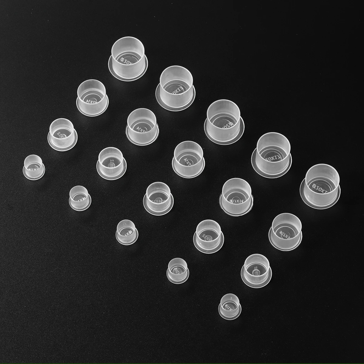 Tattoo ink caps 1000pcs S/M/L/XL disposable with base clear plastic pigment permanent makeup container