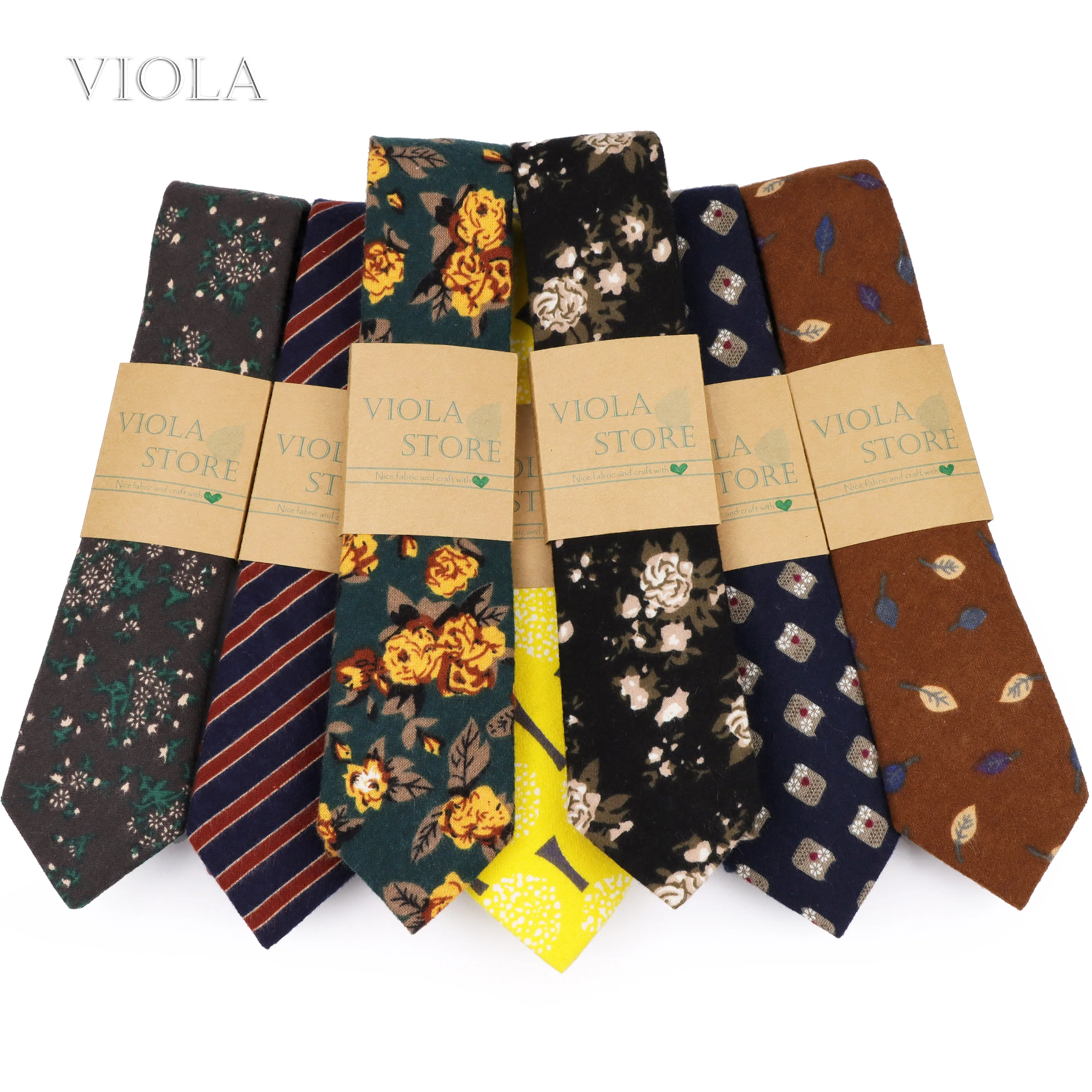 Neck Tie Vintage Floral Striped Cartoon 100% Cotton Tie 6cm Skinny Men Fashion Green Navy Black Wedding Party Suit Cravat Gift Accessory