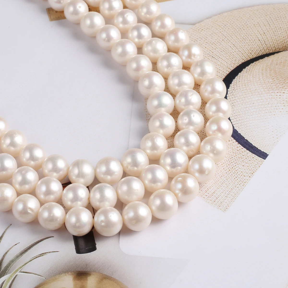 Natürliche Süßwasser weiße Perlen Perlen 10-11mm Schmuck machen DIY Hochzeit Braut Halskette Armband elegante Schmuck Accessoires