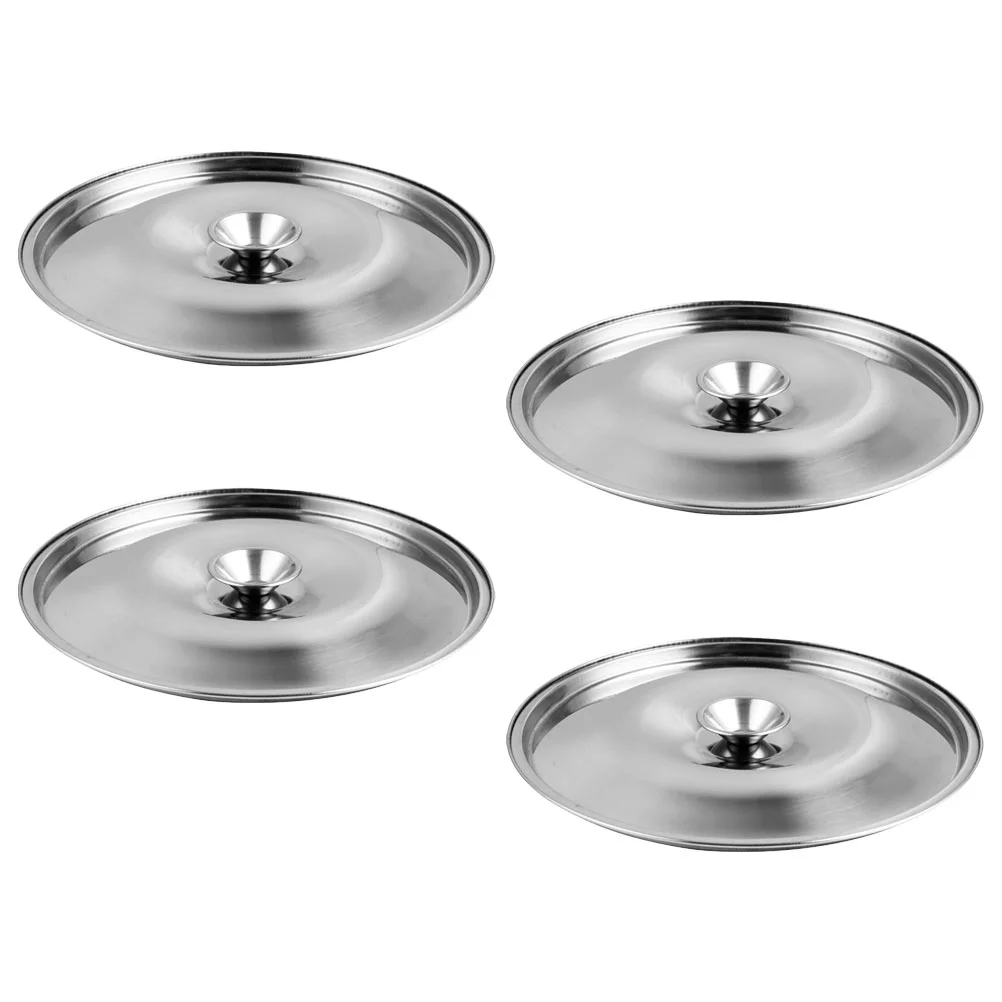 4 Pcs Stainless Steel Sauce Jar Covers Universal Pan Lid Oil Pot Lids Kitchen Cookware Parts Seasoning Containers Spice Jars