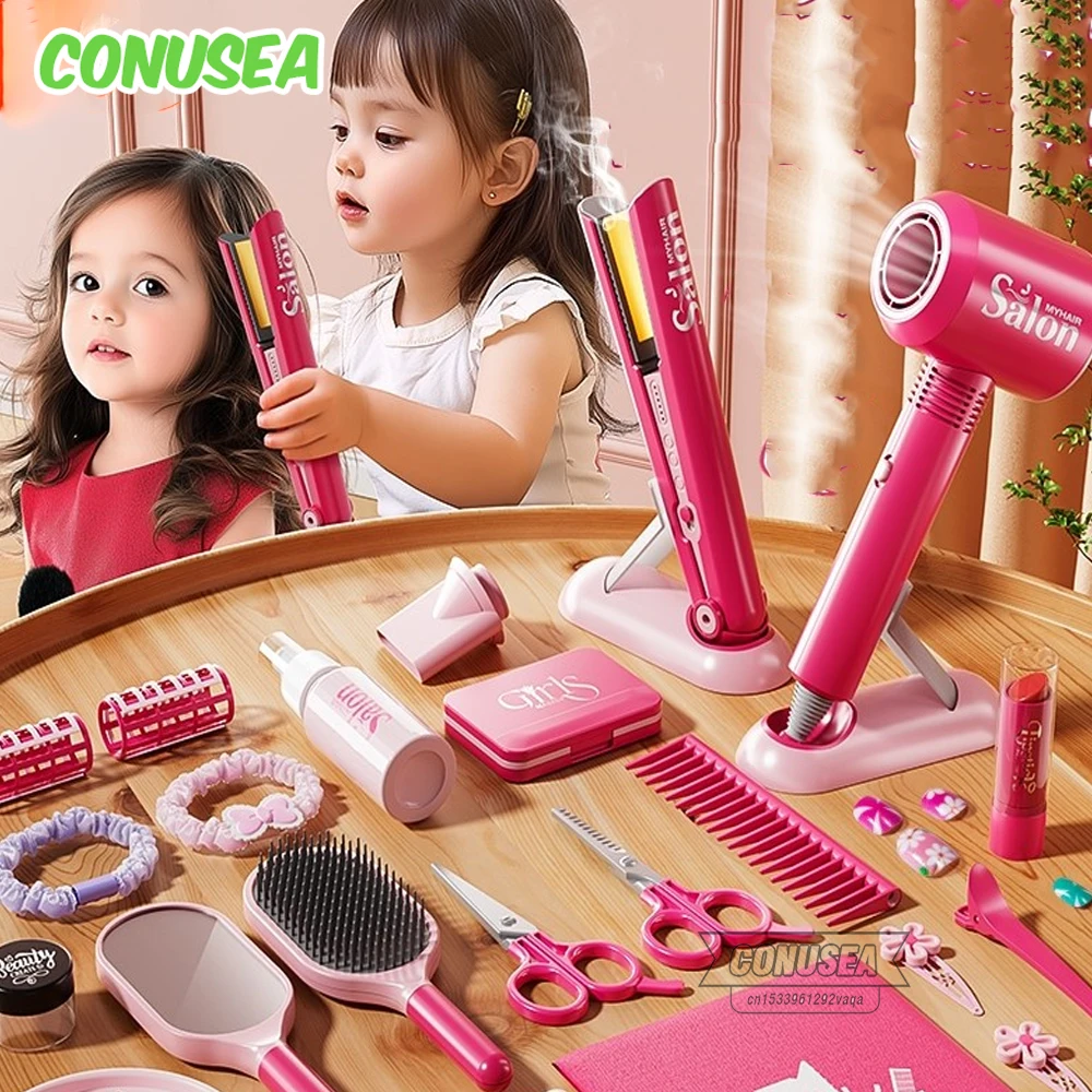 Jouets de beauté pour filles, jeux de rôle de barbier à la mode, Simulation de coupe de cheveux, sèche-cheveux pour enfants, jeu de maison pour enfants