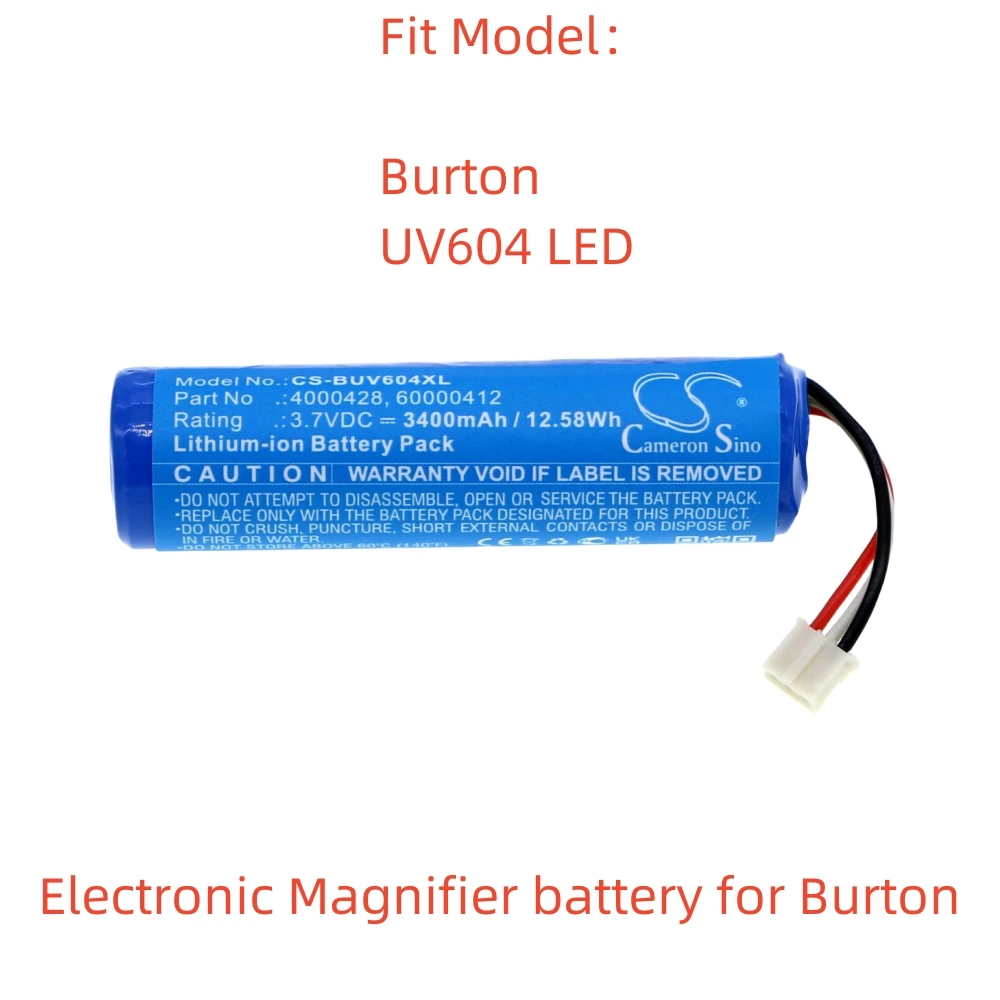 

Li-ion Electronic Magnifier battery for Burton.3.7V,3400mAh,UV604 LED,4000428 60000412