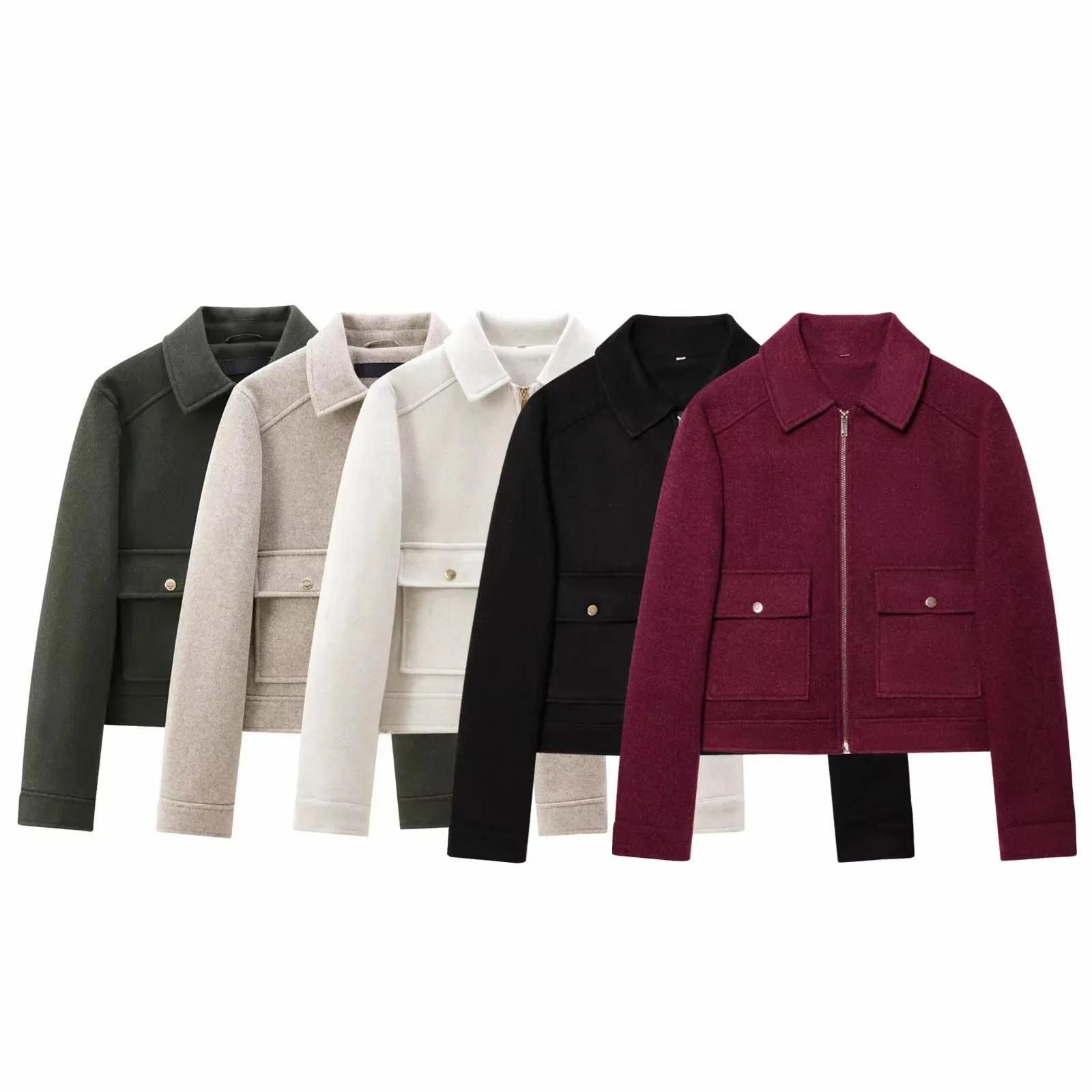 Women's Zipper Jacket Coat New Winter Long Sleeve Pocket Outerwear Coat Short Street Elegant Women's Jacket - 2