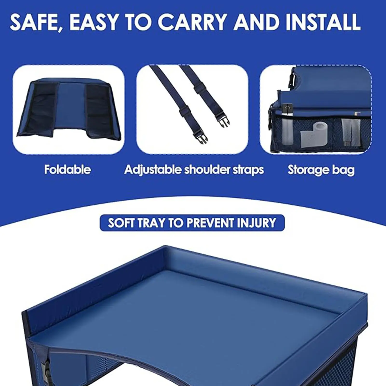 Kids Travel Tray Car Seat Tray With Drawing Kit Carseat Tray For Toddler Kids Road Trip EssentialsFor Airplane