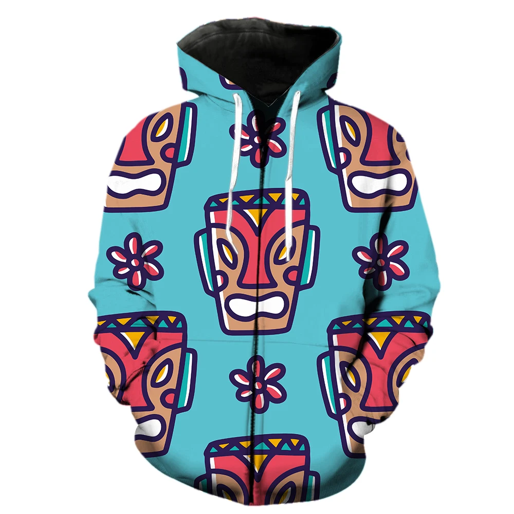 

Tropical Island Hawaiian Style Men's Zipper Hoodie 3D Print Hip Hop Tops Oversized 2022 Hot Sale Funny Cool Unisex Streetwear