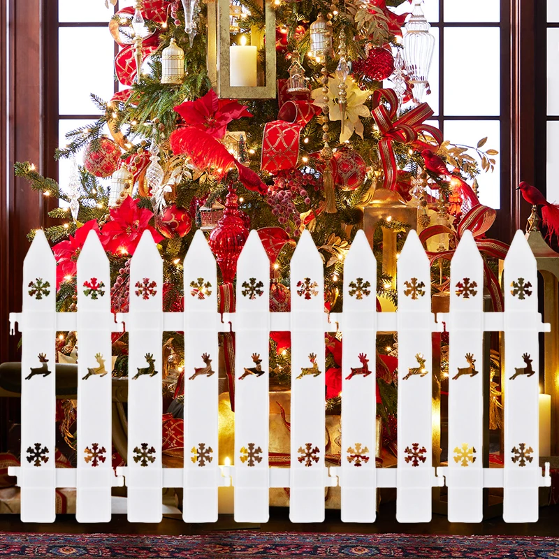 10pcs Christmas Fence White PVC Plastic Fence Christmas Tree Ornament Wedding Xmas Decoration Home Courtyard Garden Decor