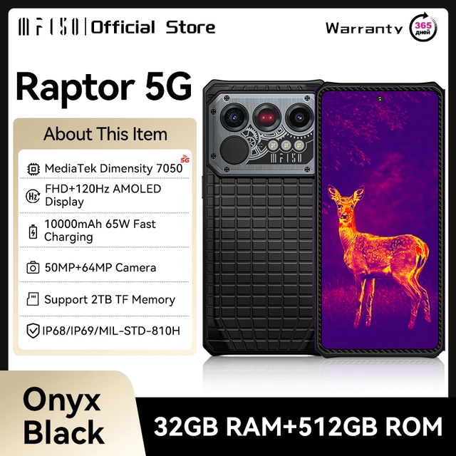 IIIF150 Raptor 5G Smartphone robuste Android 14 téléphone portable 6.78 ''120Hz AMOLED affichage 16GB + 512GB 50MP 65W 10000mAh téléphone 1