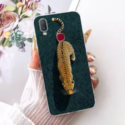 Clear Cute Cat Floral Soft Back Cover - Luxury Painted Design for Vivo Y11 2019 (6186)
