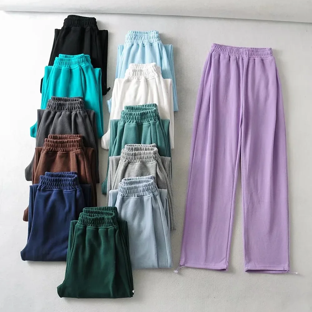 

Wide Leg Sweatpants Korean Fashion Women Clothing Sports Casual High Waist Pants Solid Drawstring Jogger Pants Loose Slacks