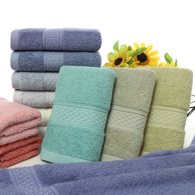 1pc Plain Flower Detail Bath Towel Or Towel, Minimalist Fabric Bath Towel  Or Towel For Home