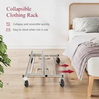 Heavy Duty Clothes Rack Foldable Garment Rack with Wheels and Extendable Rod, Freestanding Clothing Rack 2
