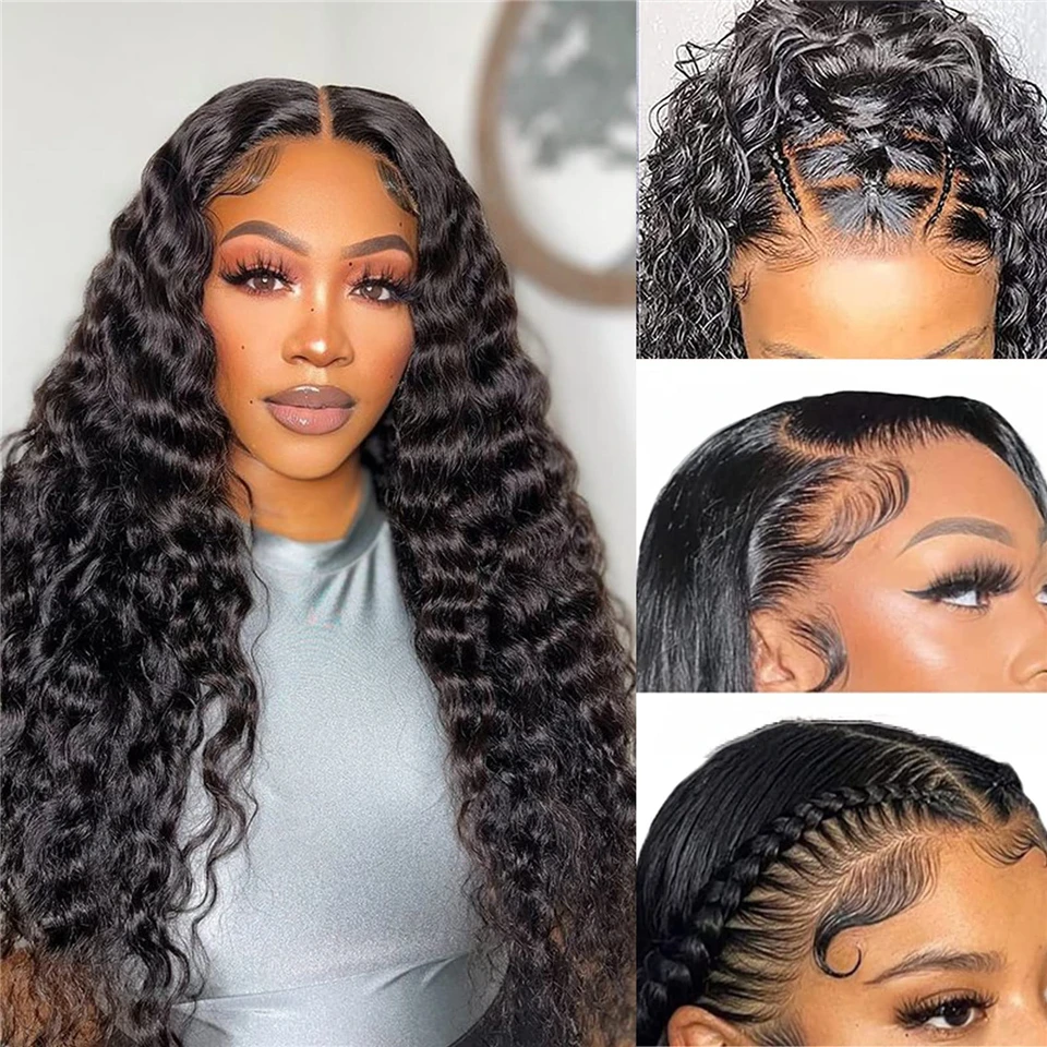

FABHAIR 5x5 HD Lace Front Wigs Human Hair Deep Wave Lace Closure Wigs 180% Density Brazilian Virgin Wigs Pre Plucked Baby Hair