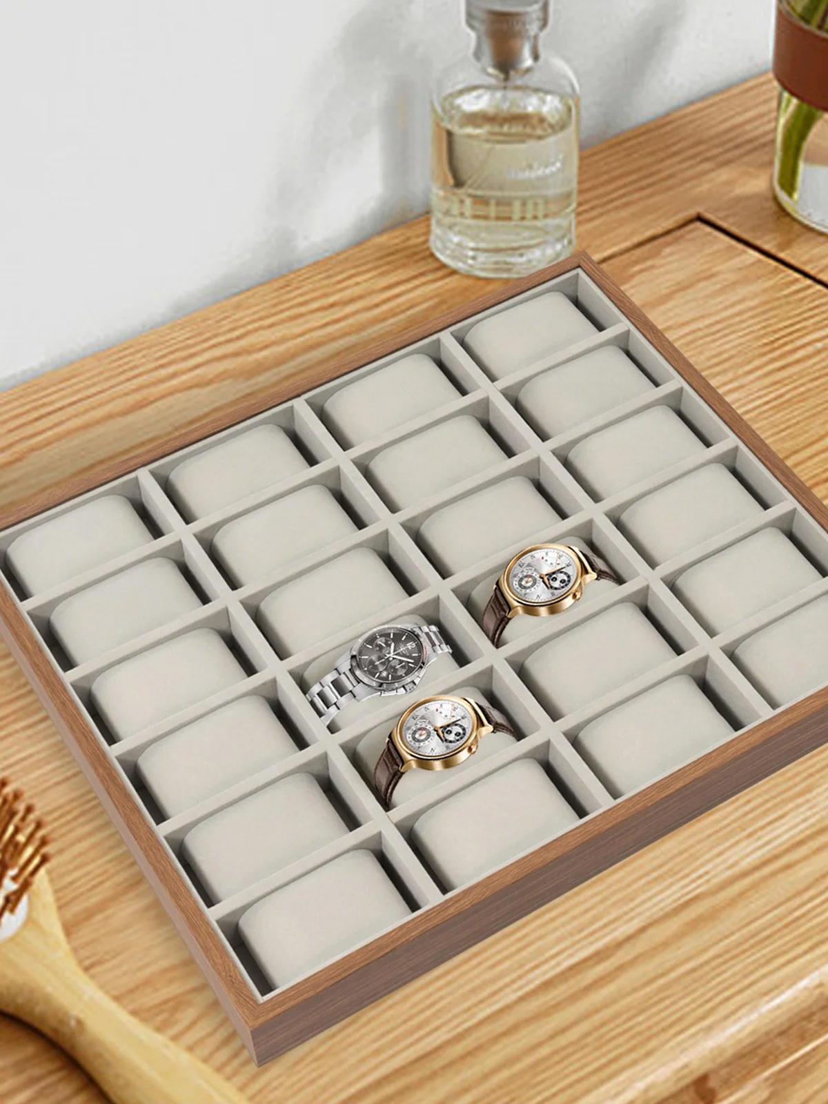 24-Slot Wooden Watch Organizer Box with Soft Flannel Lining – Elegant Rectangle Display... - SKU WDC01113 - UGI Packaging