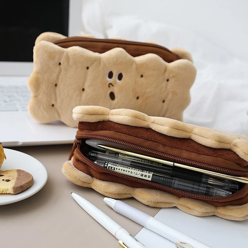 

Creative Plush Cartoon Sandwich Biscuit Pencil Case Kawaii Cute Children's Toy Pen Case Large Capacity Girl Storage Bag