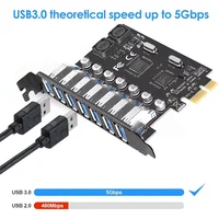USB 3.0 PCI-E Expansion Card 7 Ports USB 3.0 Hub Adapter External Controller PCI-E Extender PCI Express Card for Desktop PC - Image 2