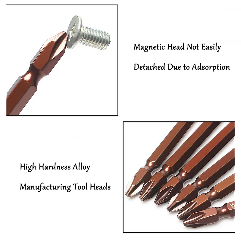 마그네틱 더블 헤드 필립스 스크루 드라이버 비트 S2 스틸 전기 공구, 나사 설치 및 분해용, 10 개, 6 인치, 150mm