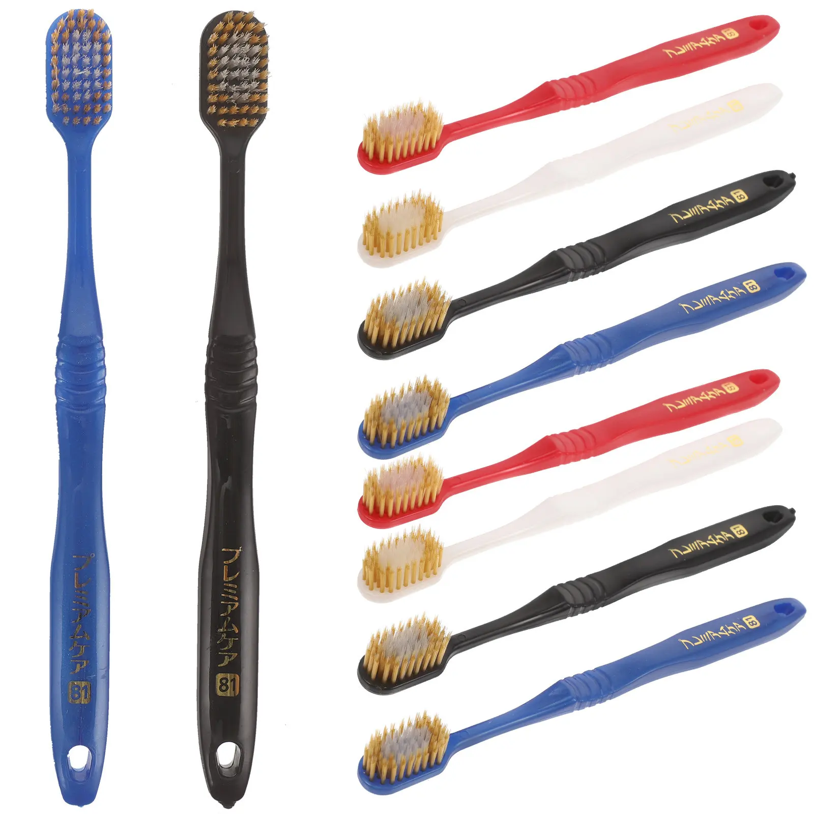 10Pcs 대나무 숯 칫솔 세트 편안한 그립 미끄럼 방지 가정용 구강 관리 브러쉬 효과적인 플라크 제거 욕실